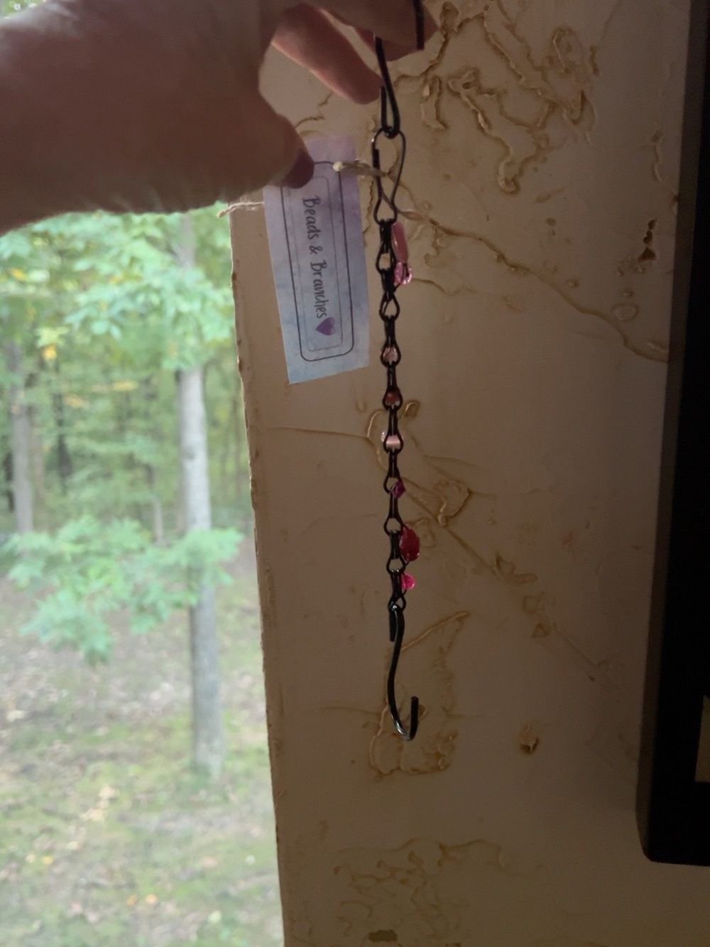 Handmade Pink Glass Beaded Hummingbird Feeder & Plant Hanger – 10” 🩷✨ - Picture 2 of 3